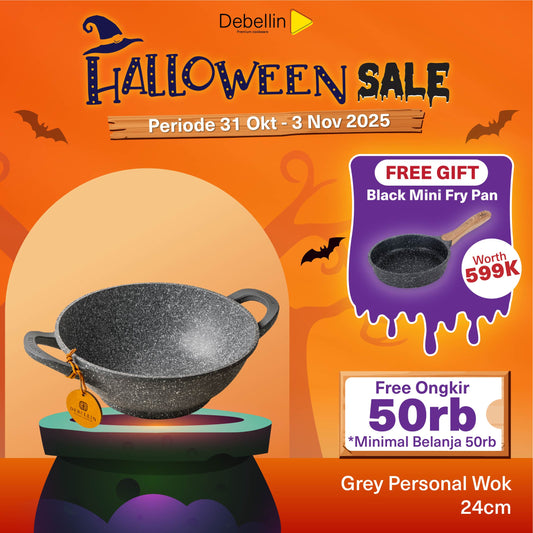 Debellin Grey Granite Personal Wok 24 cm