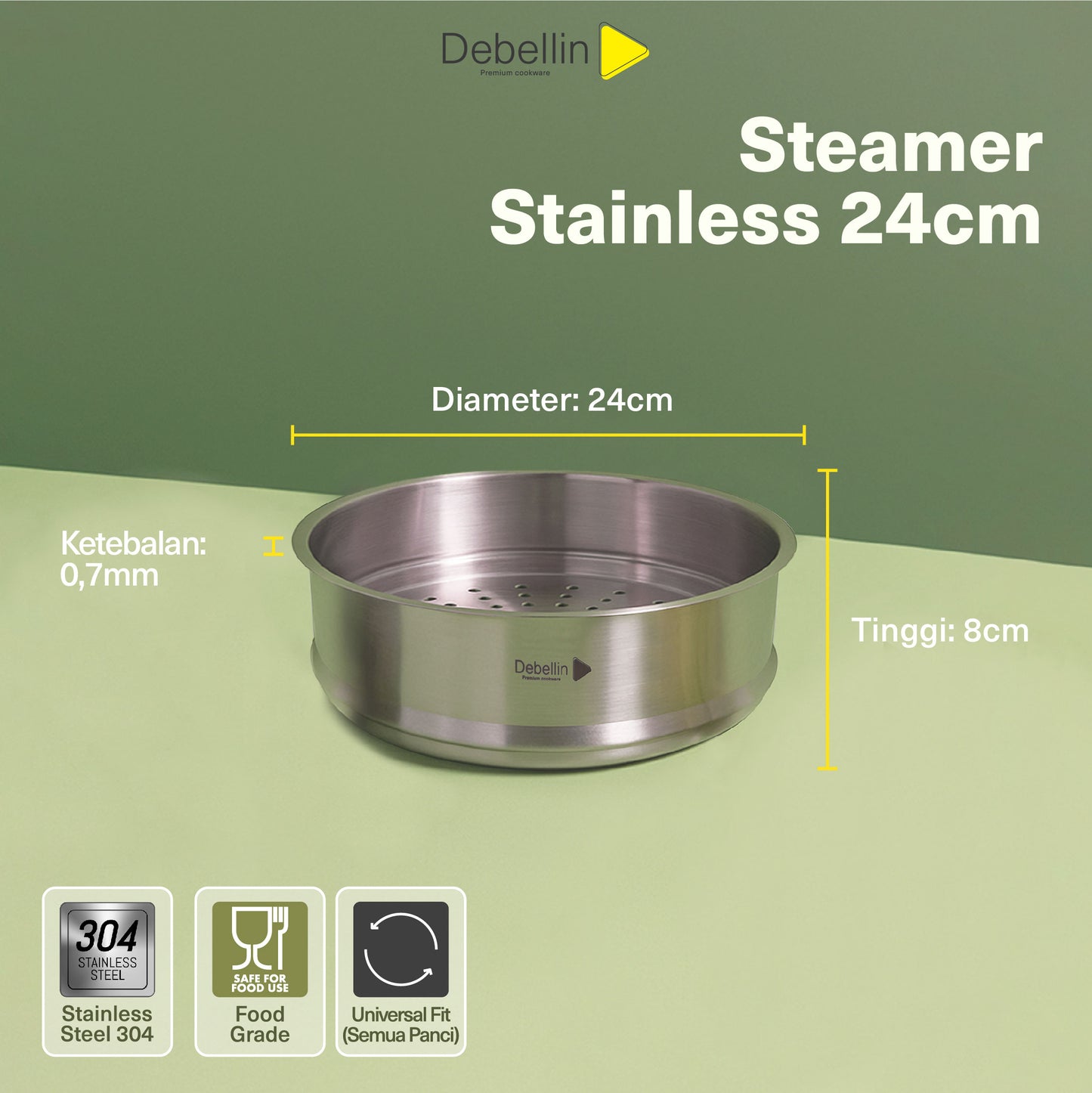 (New Arrival) Debellin Universal Steamer Stainless