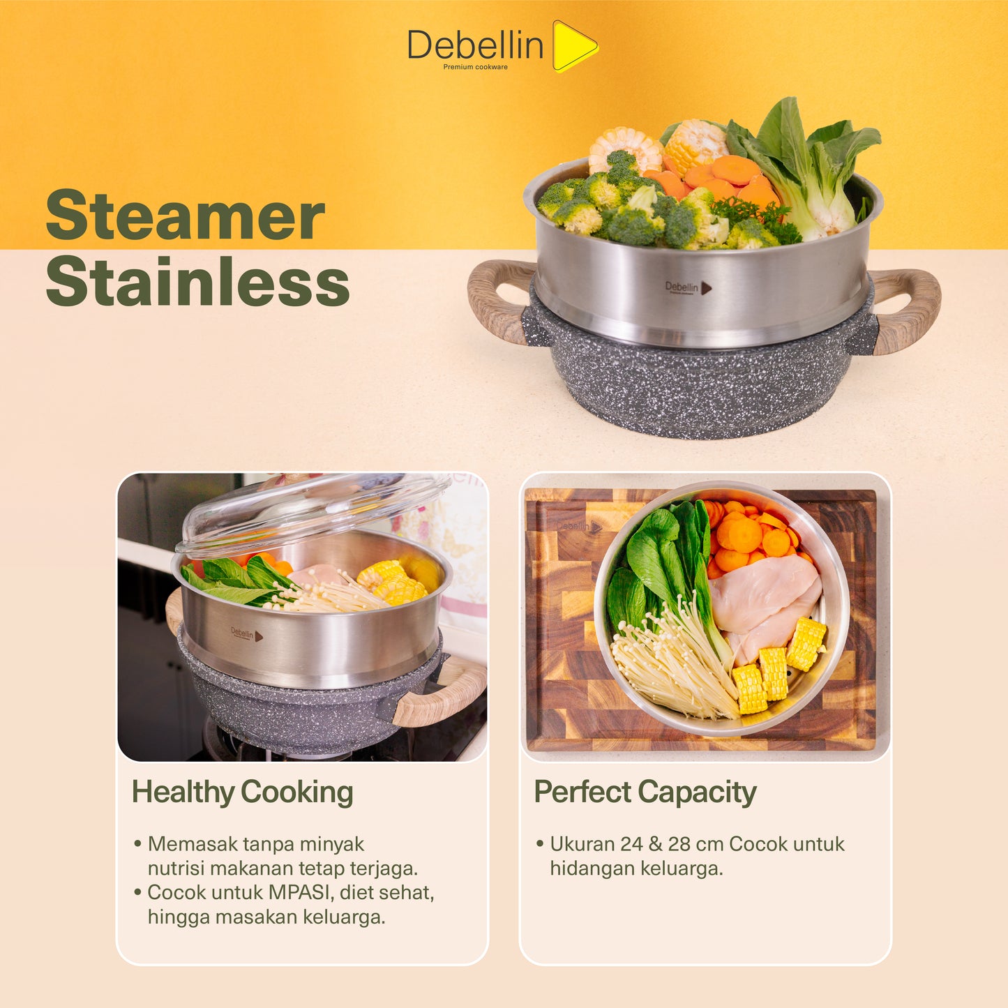 (New Arrival) Debellin Universal Steamer Stainless
