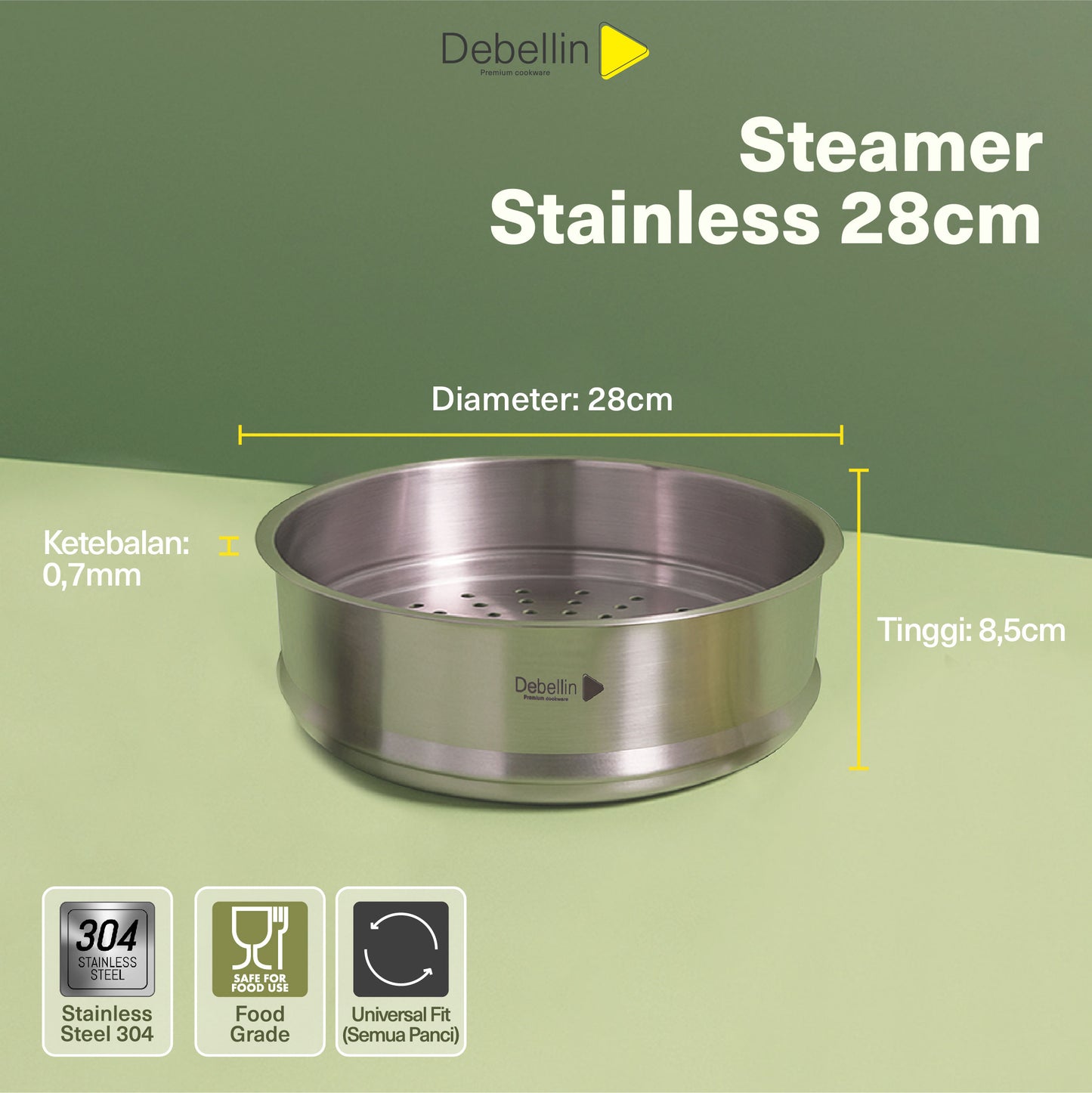 (New Arrival) Debellin Universal Steamer Stainless