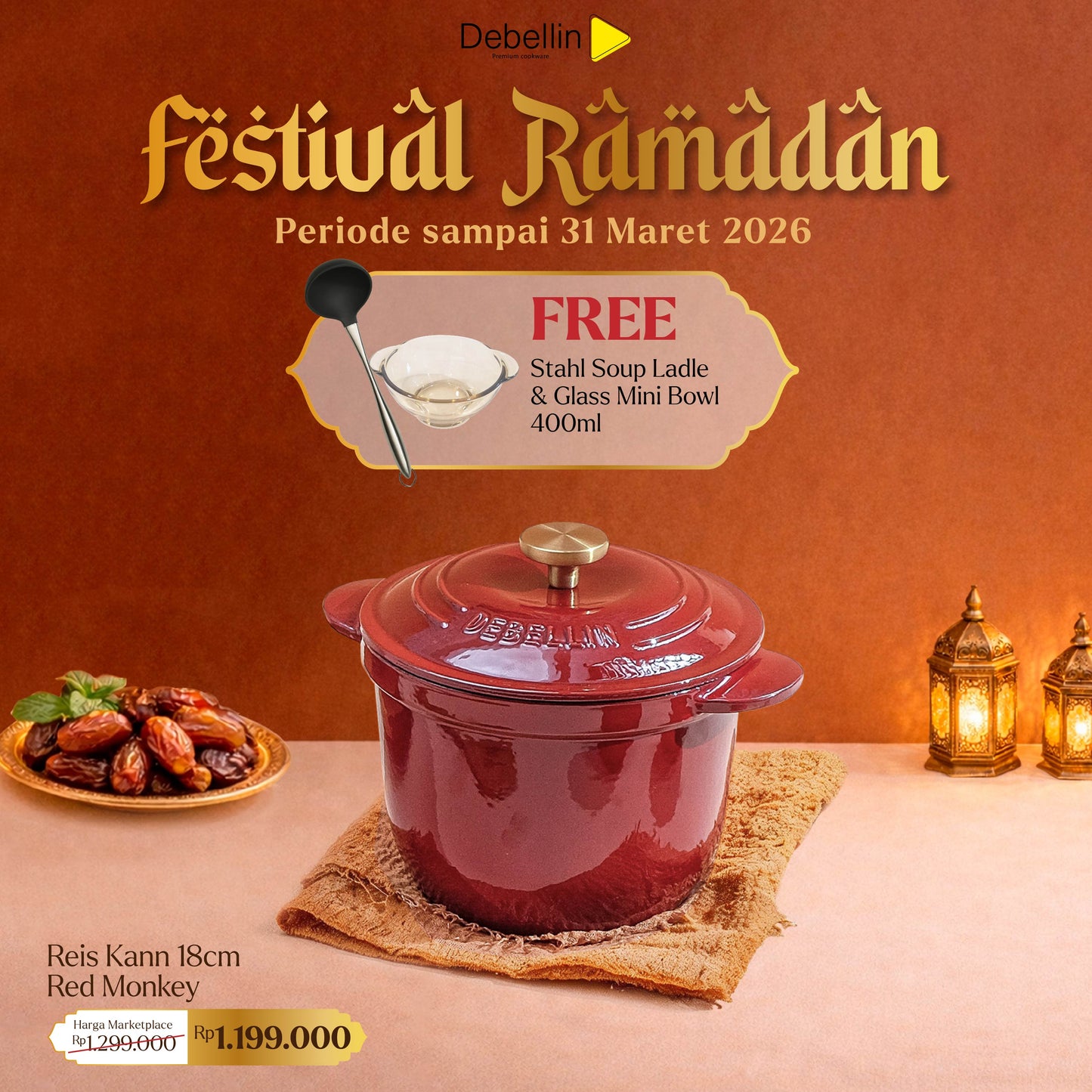 Debellin Reis Kann - Cast Iron Rice Pot 18 cm