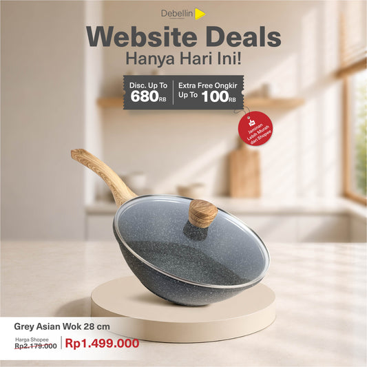 Debellin Grey Granite Asian Wok Pan 28 cm