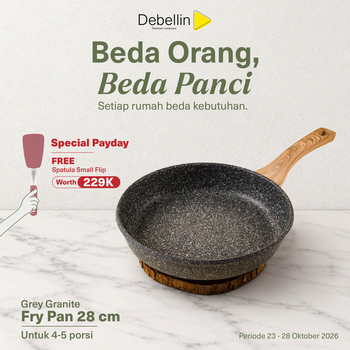 Debellin Grey Granite Fry Pan 28 cm