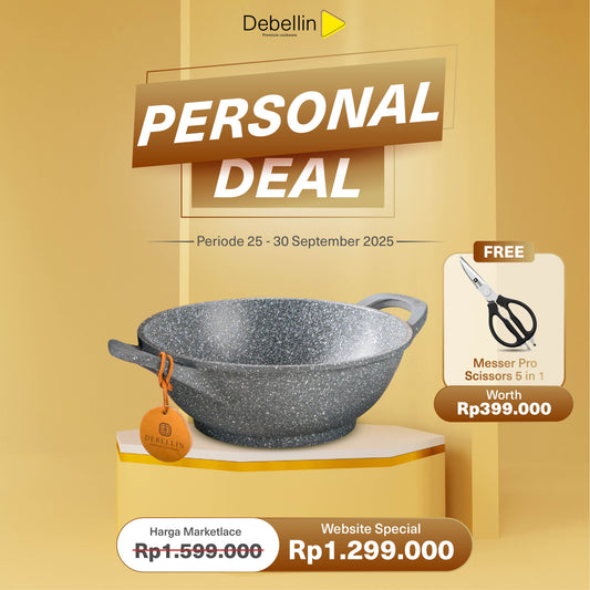 Debellin Grey Granite Personal Wok 24 cm