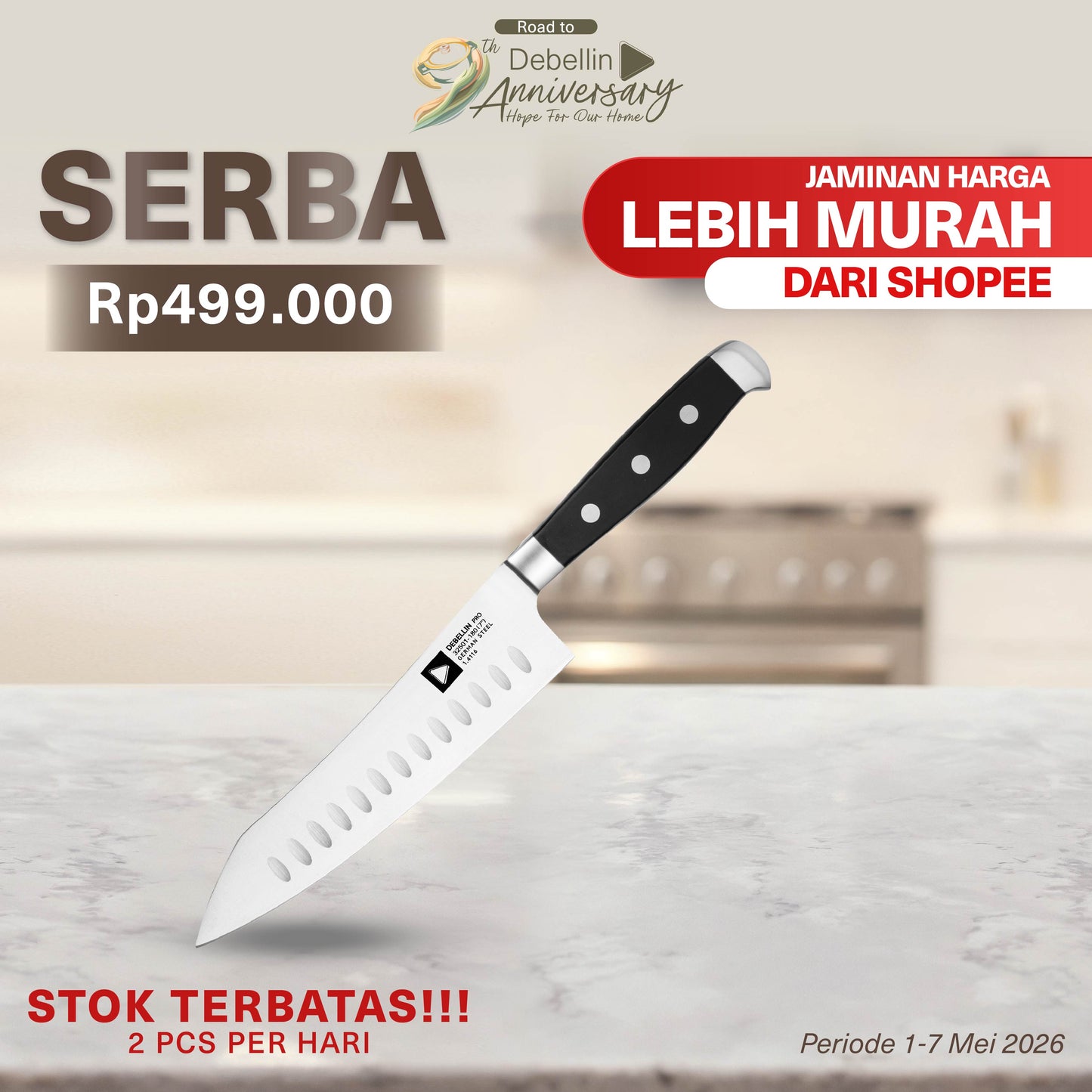 Debellin Messer Pro Santoku Knife 7"