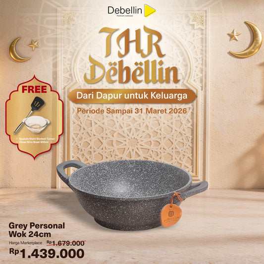 Debellin Grey Granite Personal Wok 24 cm